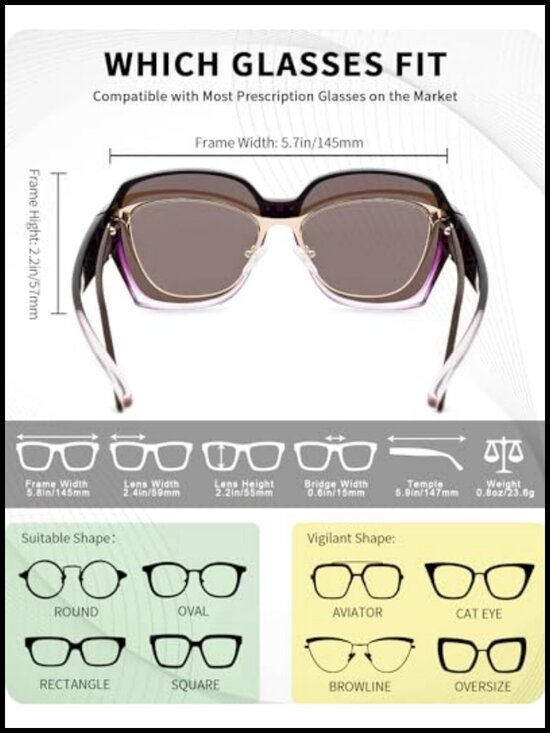 Polarized Fit Over Glasses Sunglasses Square Oversized Lightweight TR90